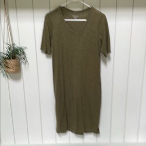 Eileen Fisher Olive Green Short Sleeve Dress